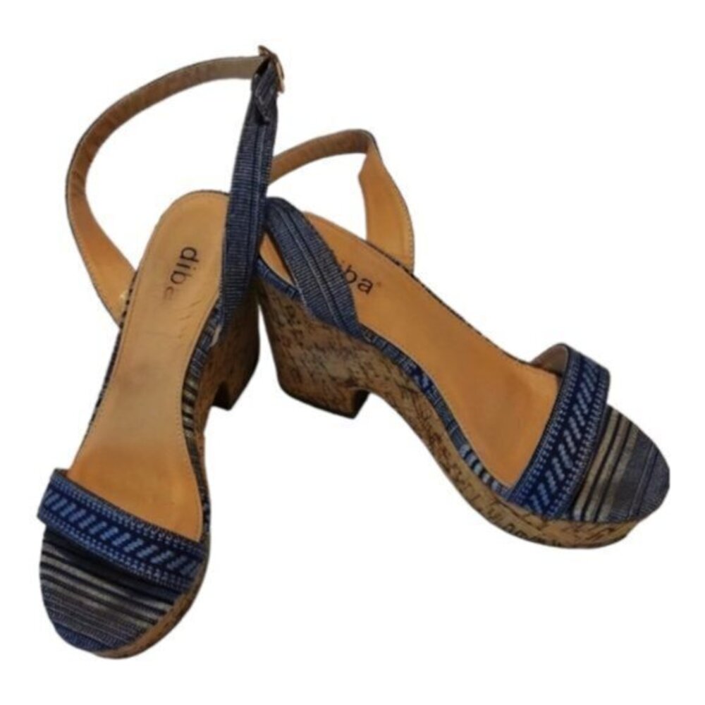 Diba Aztec Blue Denim Wedges Nordstrom $70 Size 7 GUC #0314